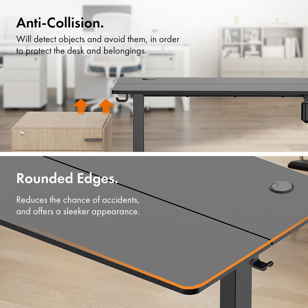 Black Standing Desk 100x60cm with USB-C Charging Port