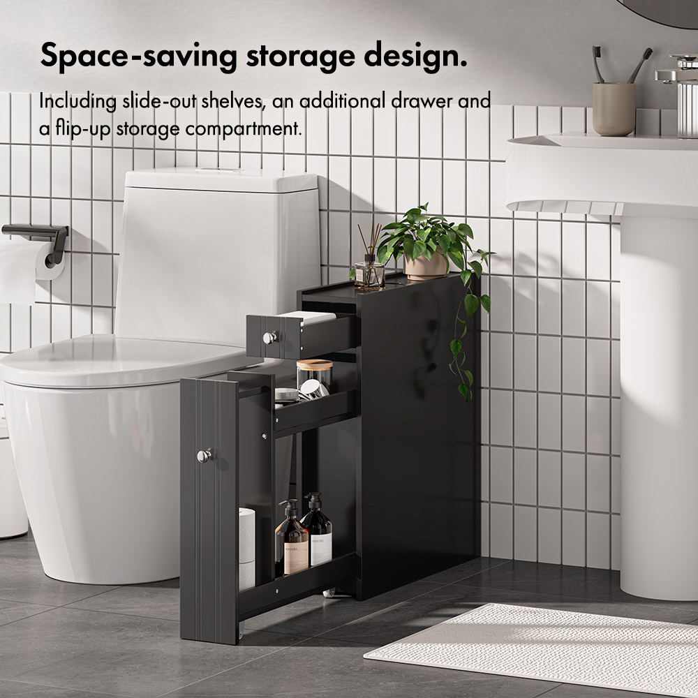 Shrewsbury Black Slim Bathroom Storage Unit