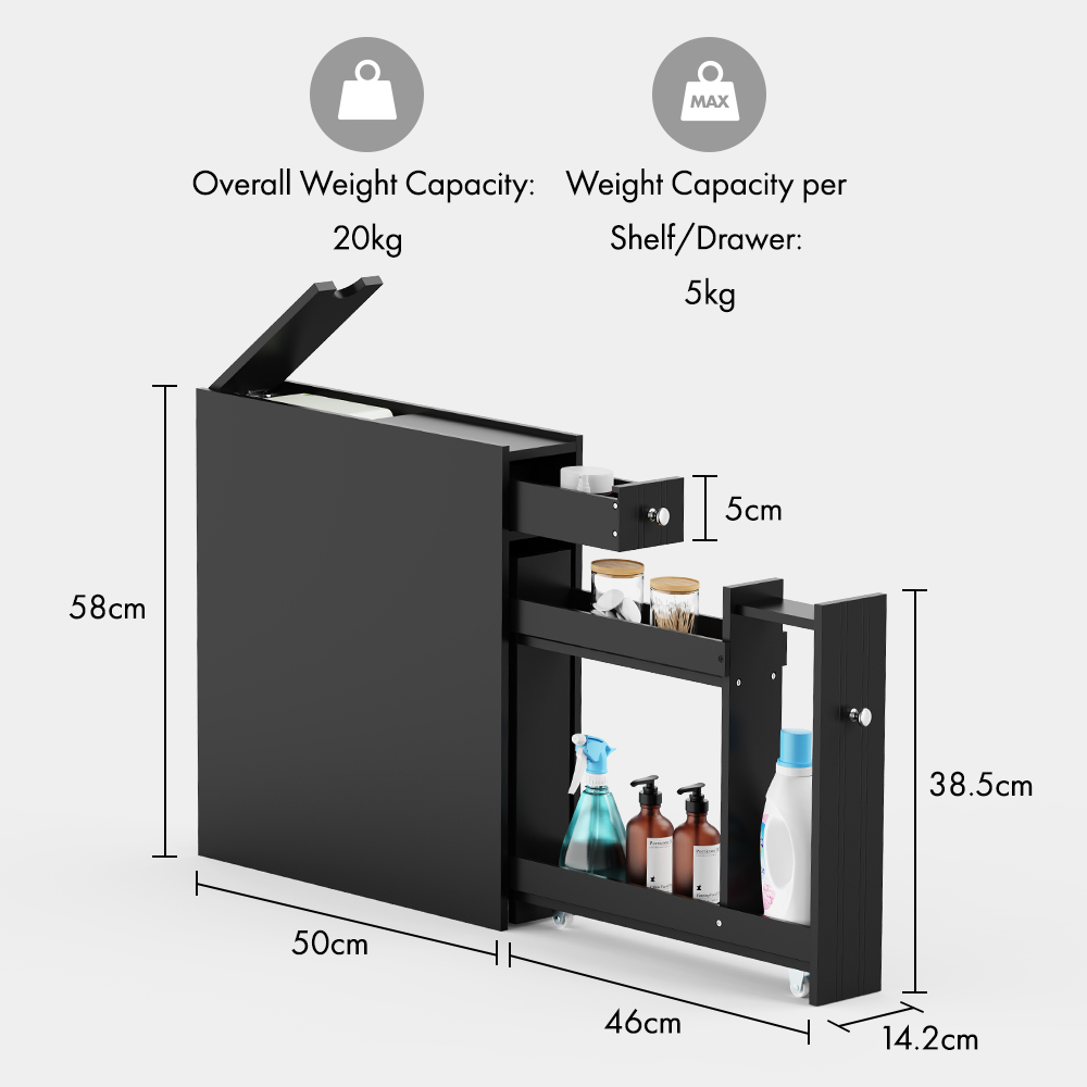Shrewsbury Black Slim Bathroom Storage Unit