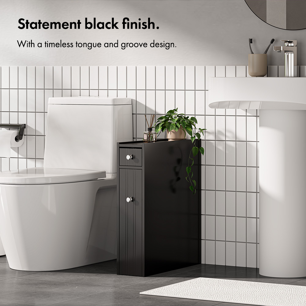 Shrewsbury Black Slim Bathroom Storage Unit