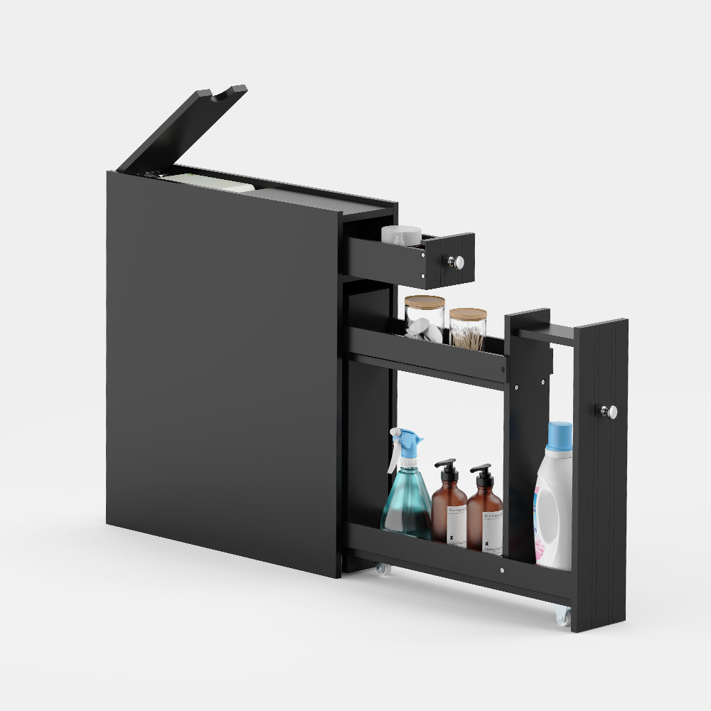 Shrewsbury Black Slim Bathroom Storage Unit