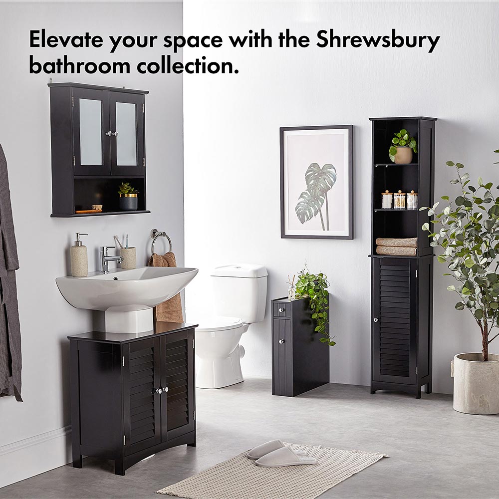 Shrewsbury Black Slim Bathroom Storage Unit