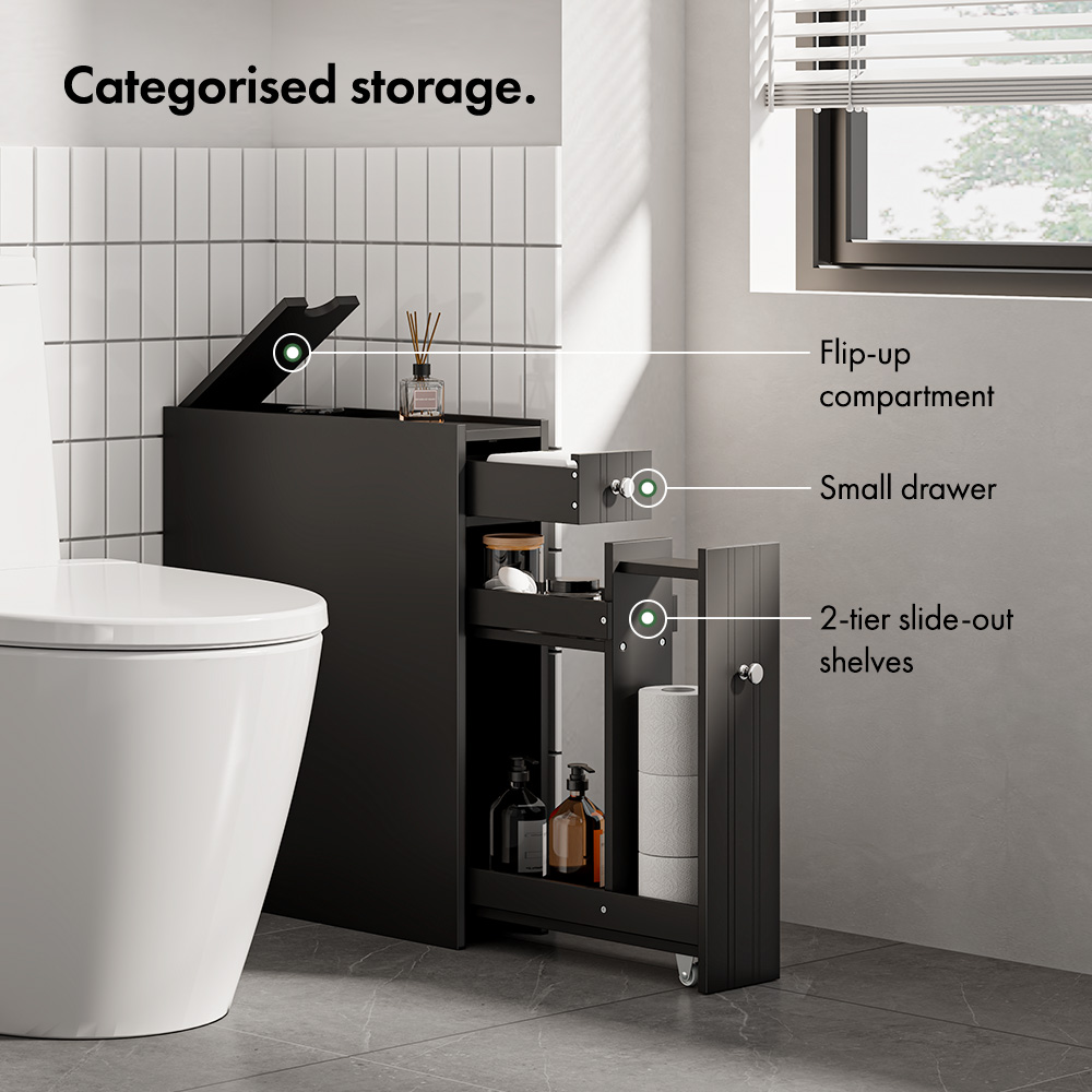 Shrewsbury Black Slim Bathroom Storage Unit