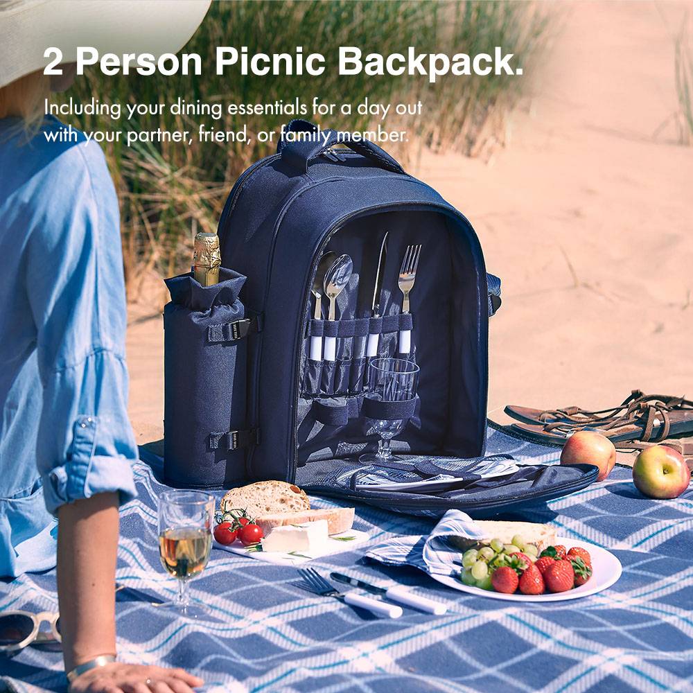Navy Picnic Backpack - 2 Person