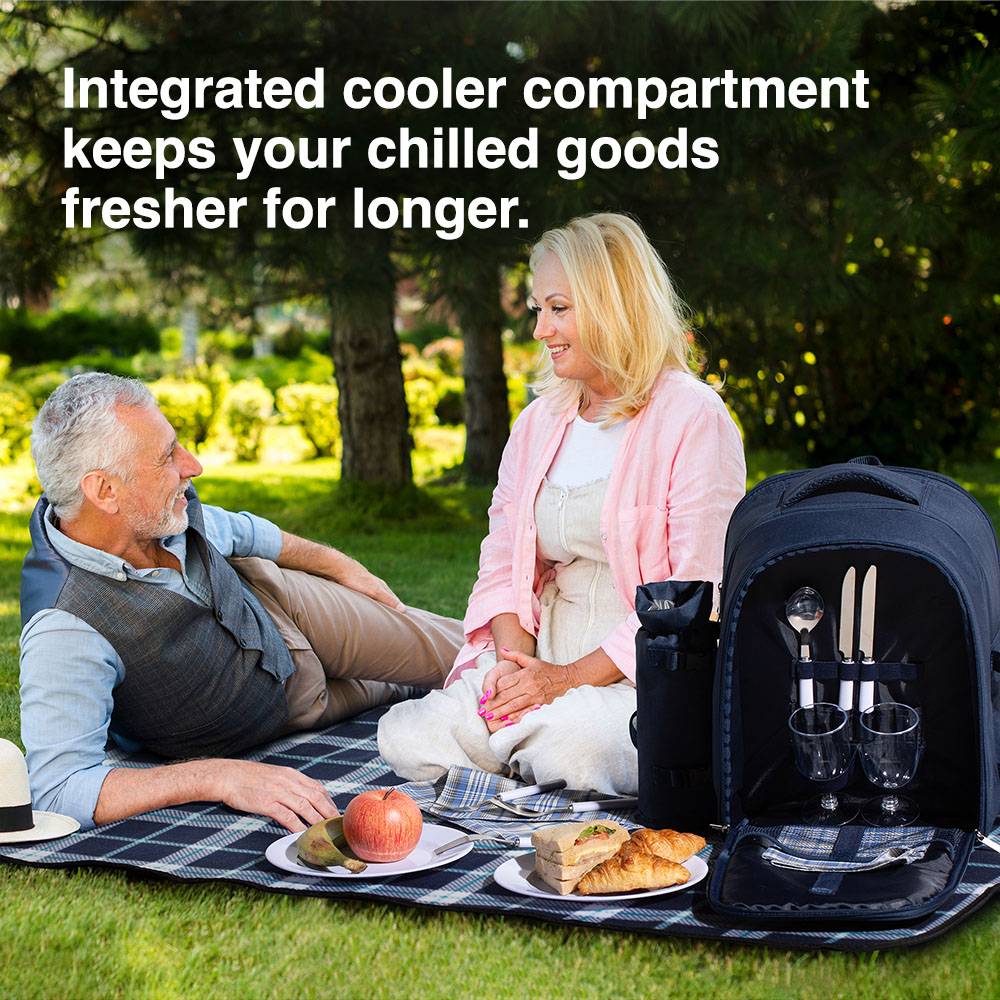 Navy Picnic Backpack - 2 Person