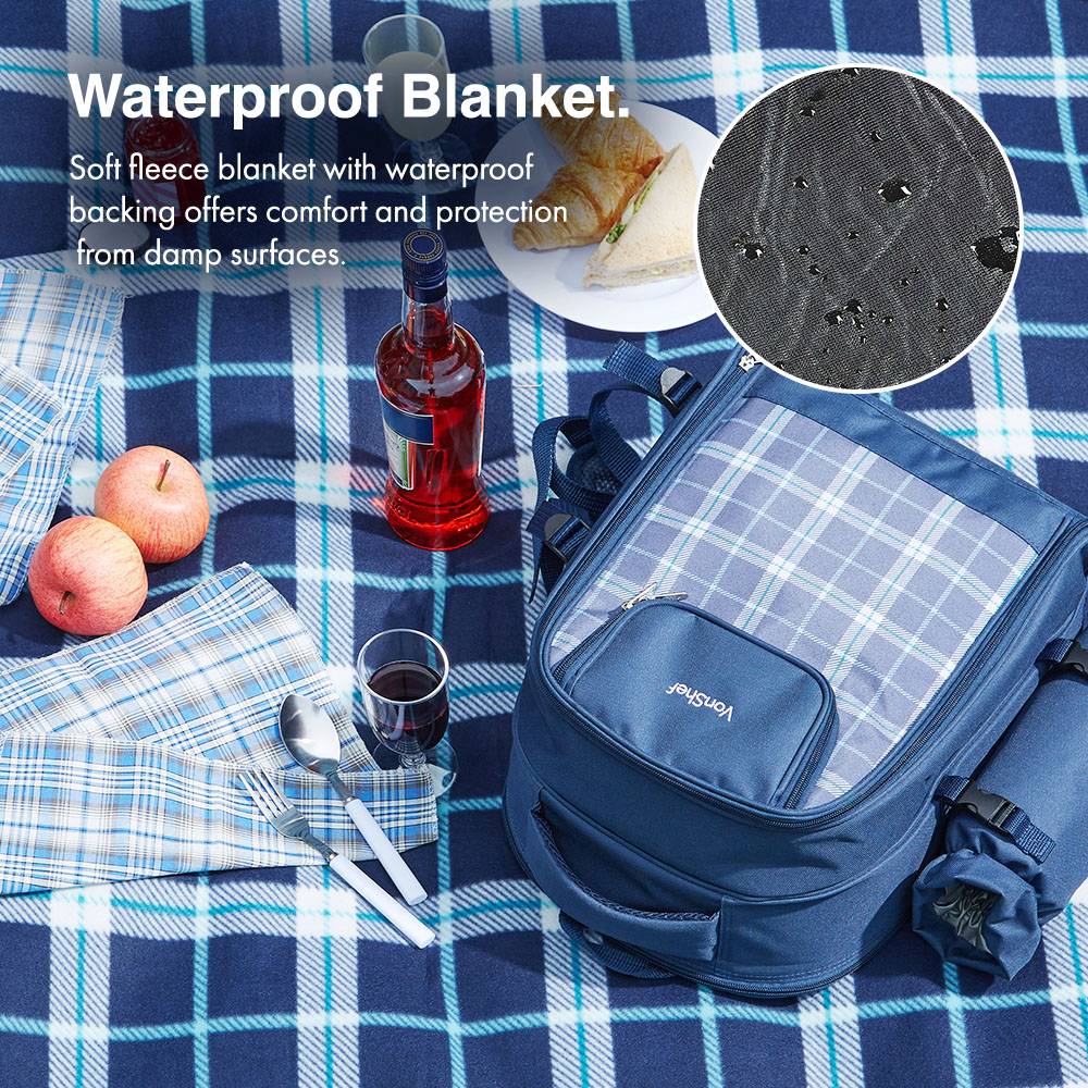 Navy Picnic Backpack - 2 Person