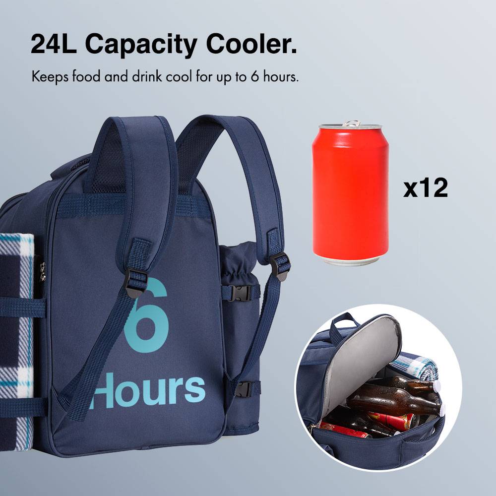 Navy Picnic Backpack - 2 Person