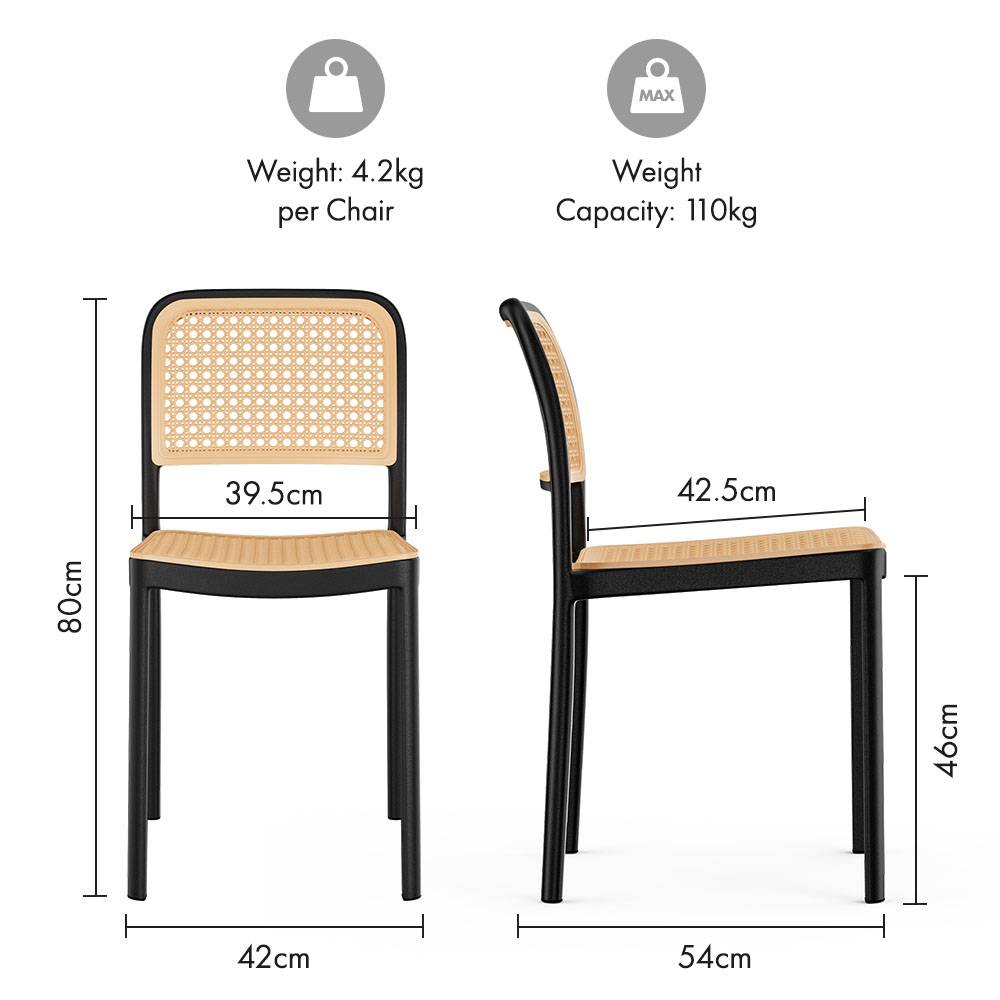 Rattan Effect Brewer Dining Chairs  - Set of 4