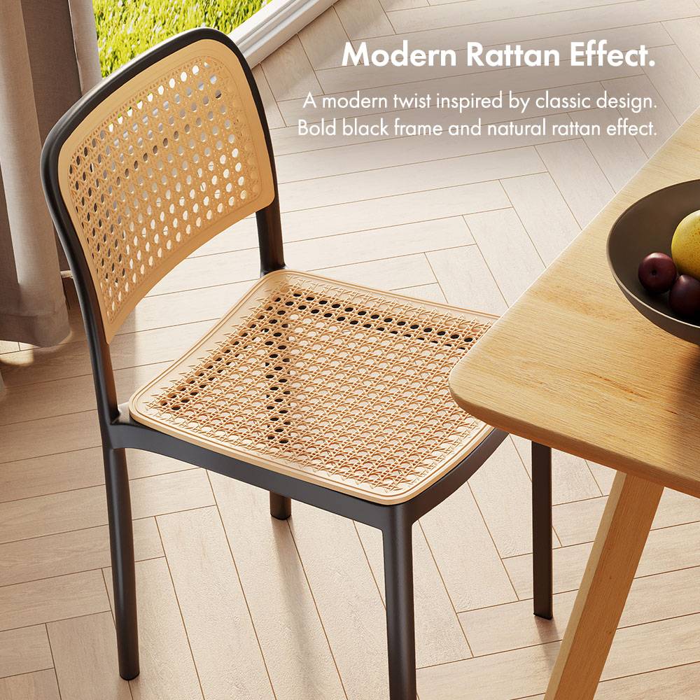 Rattan Effect Brewer Dining Chairs  - Set of 4