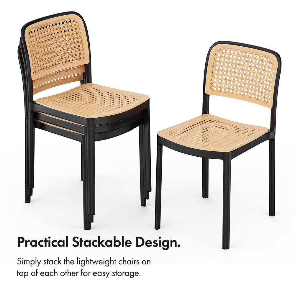 Rattan Effect Brewer Dining Chairs  - Set of 4