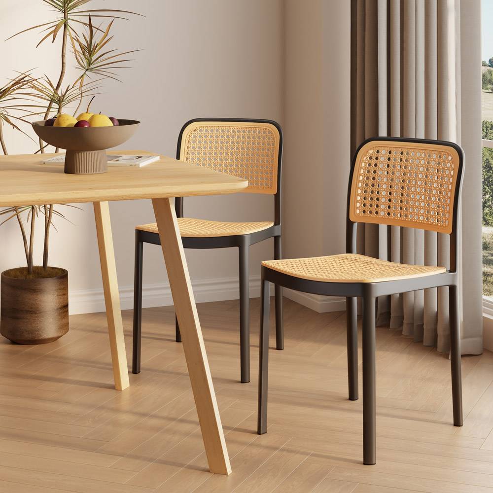 Rattan Effect Brewer Dining Chairs  - Set of 4