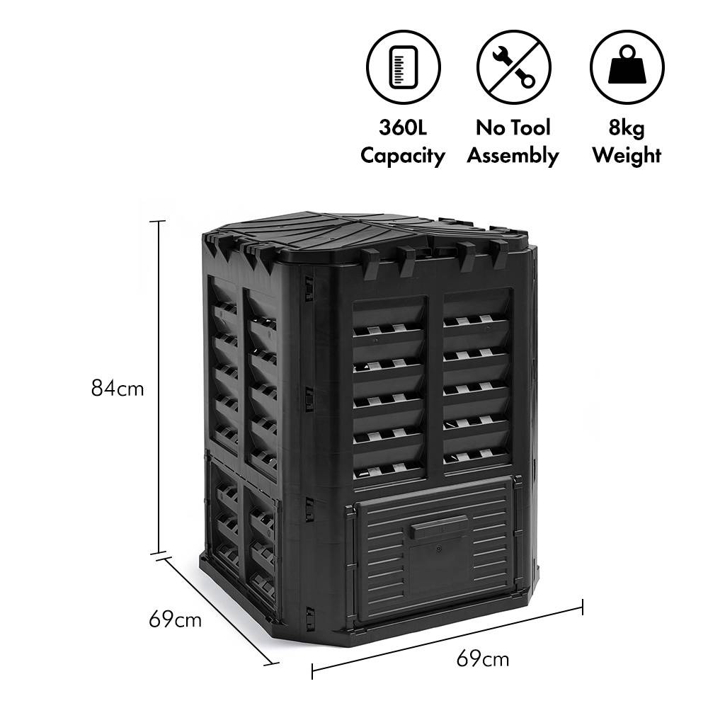 Black Composter Bin 360L 