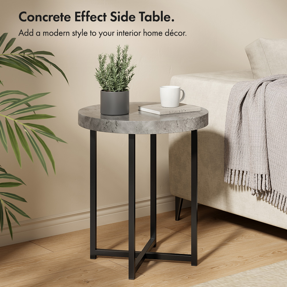 Concrete Effect Grey Side Table