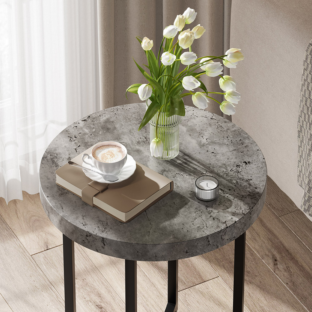 Concrete Effect Grey Side Table