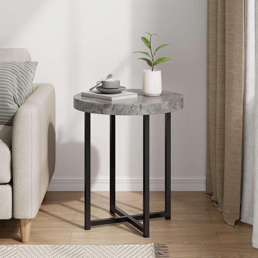 Concrete Effect Grey Side Table