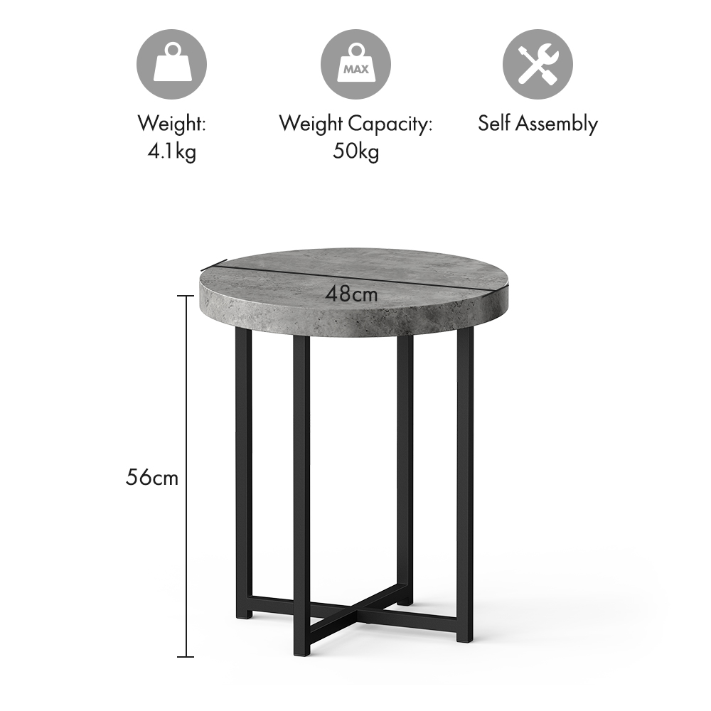 Concrete Effect Grey Side Table