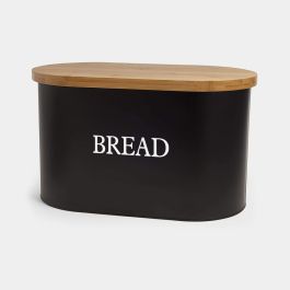 Matte Black Bamboo Bread Bin 