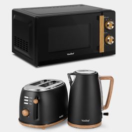 Fika Black Microwave, Kettle & 2 Slice Toaster Set