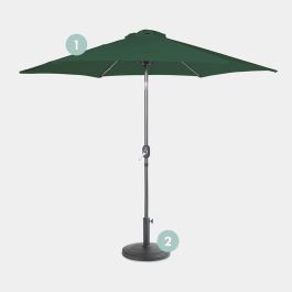 Dark Green 2.7m Steel Garden Parasol & Base Set (12kg)