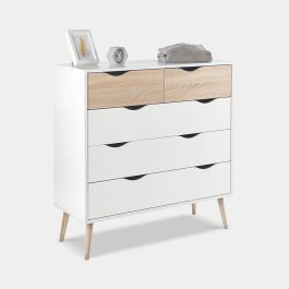 White & Oak Effect Chest Of Drawers