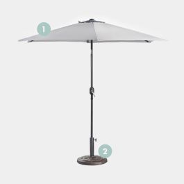 Grey 2.7m Steel Garden Parasol & Base Set (9kg)