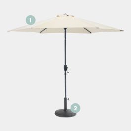 Cream 2.7m Steel Garden Parasol & Base Set (12kg)