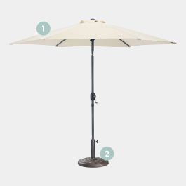 Cream 2.7m Steel Garden Parasol & Base Set (9kg)
