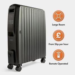 Black Oil Filled Radiator with Digital Display - 2500W