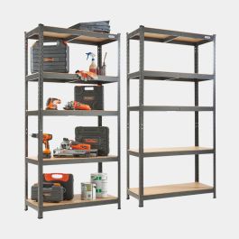 5-Tier Metal Shelving Unit x2 –  Black (180 x 90 x 40cm)
