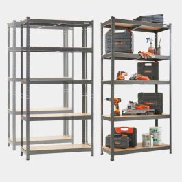5-Tier Metal Shelving Unit x3 –  Black (180 x 90 x 40cm)