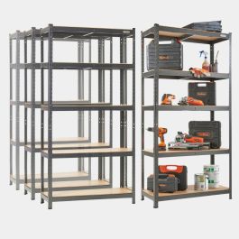5-Tier Metal Shelving Unit x4 –  Black (180 x 90 x 40cm)