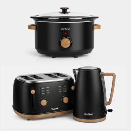 Fika Black 3.5L Slow Cooker, Kettle & 4 Slice Toaster Set