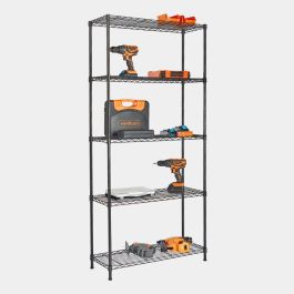 5-Tier Wire Metal Shelving Unit  –  Black (170 x 80 x 30cm)