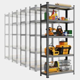 5-Tier Metal Shelving Unit x5 –  Grey (180 x 90 x 40cm)