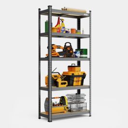 5-Tier Metal Shelving Unit  –  Grey (180 x 90 x 40cm)