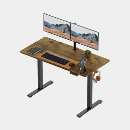 Black Standing Desk with Walnut Desktop 120x60cm and USB-C Charging Port
