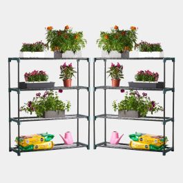 4-Tier Steel Shelving Unit x2 – Green (107 x 90 x 30cm)