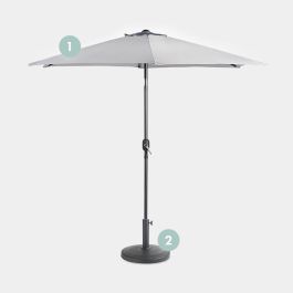 Grey 2.7m Steel Garden Parasol & Base Set (12kg)