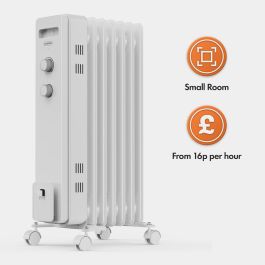 7 Fin Oil Filled Radiator 1500W - White