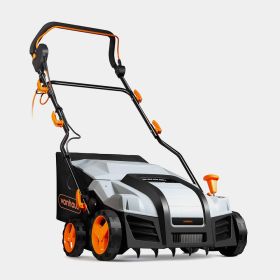 Vonhaus 1600W 2-in-1 lawn scarifier and aerator with collection box.