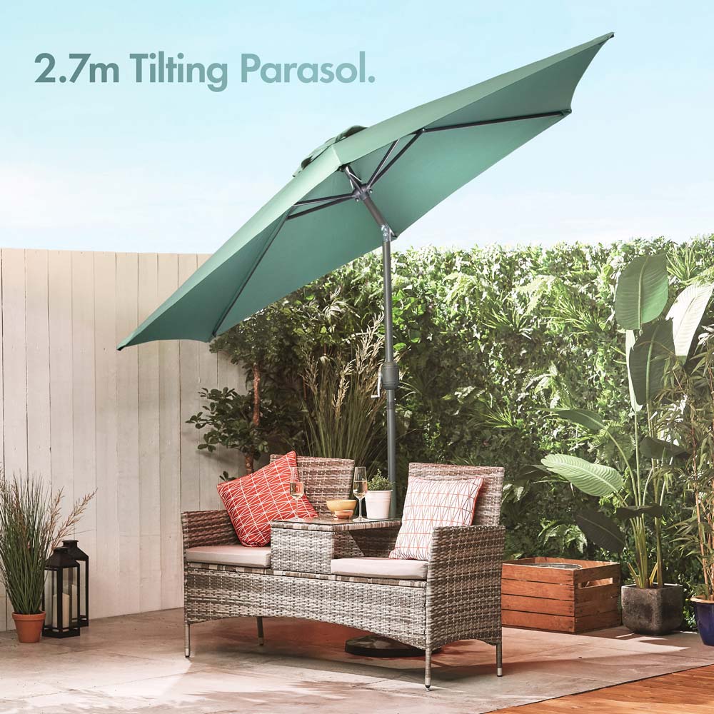 Dark Green 2.7m Steel Garden Parasol