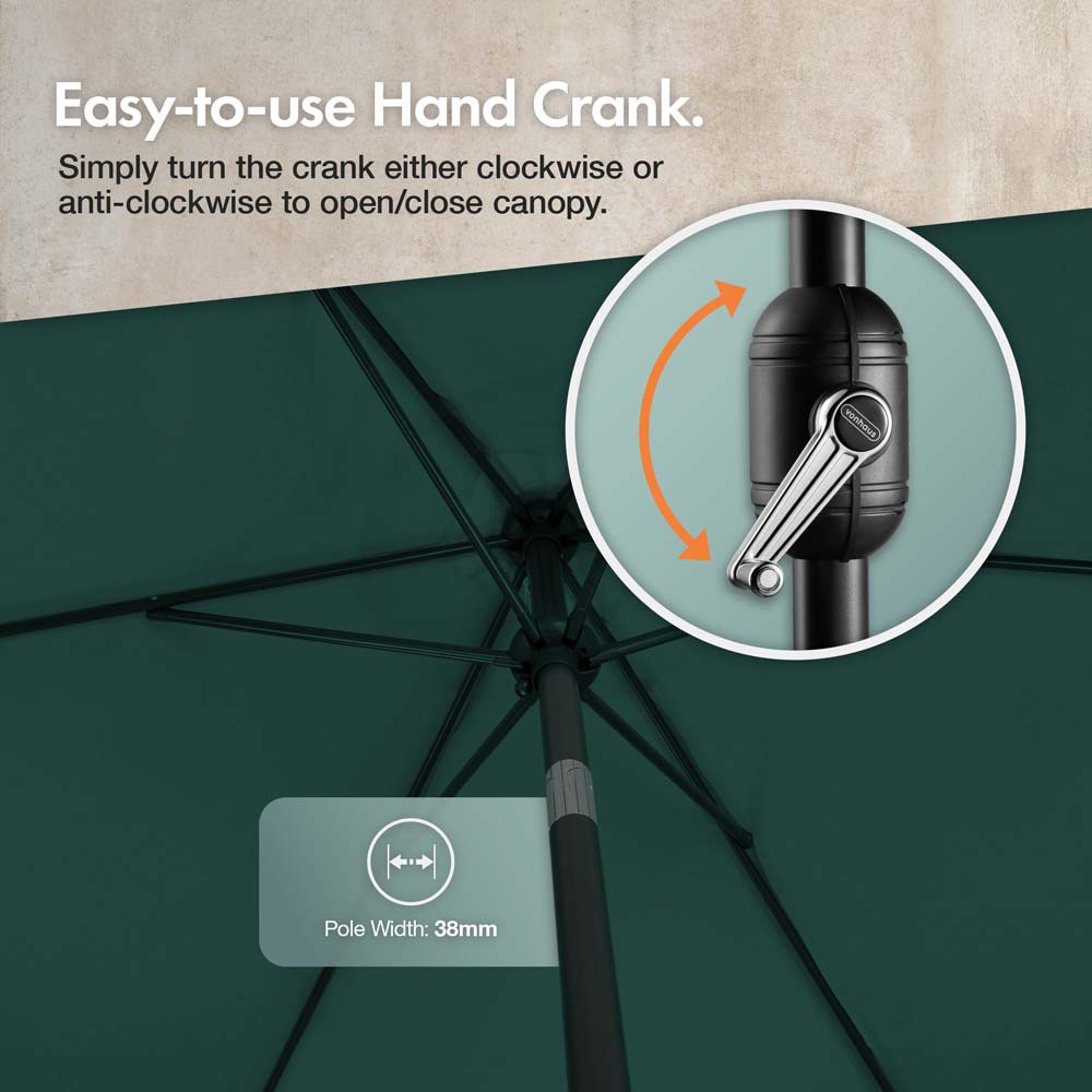 Dark Green 2.7m Steel Garden Parasol