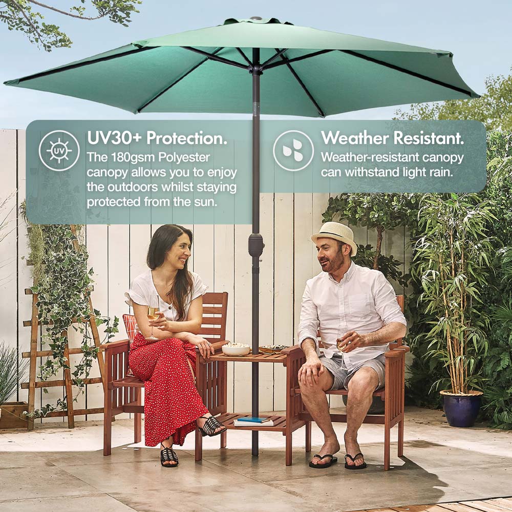 Dark Green 2.7m Steel Garden Parasol