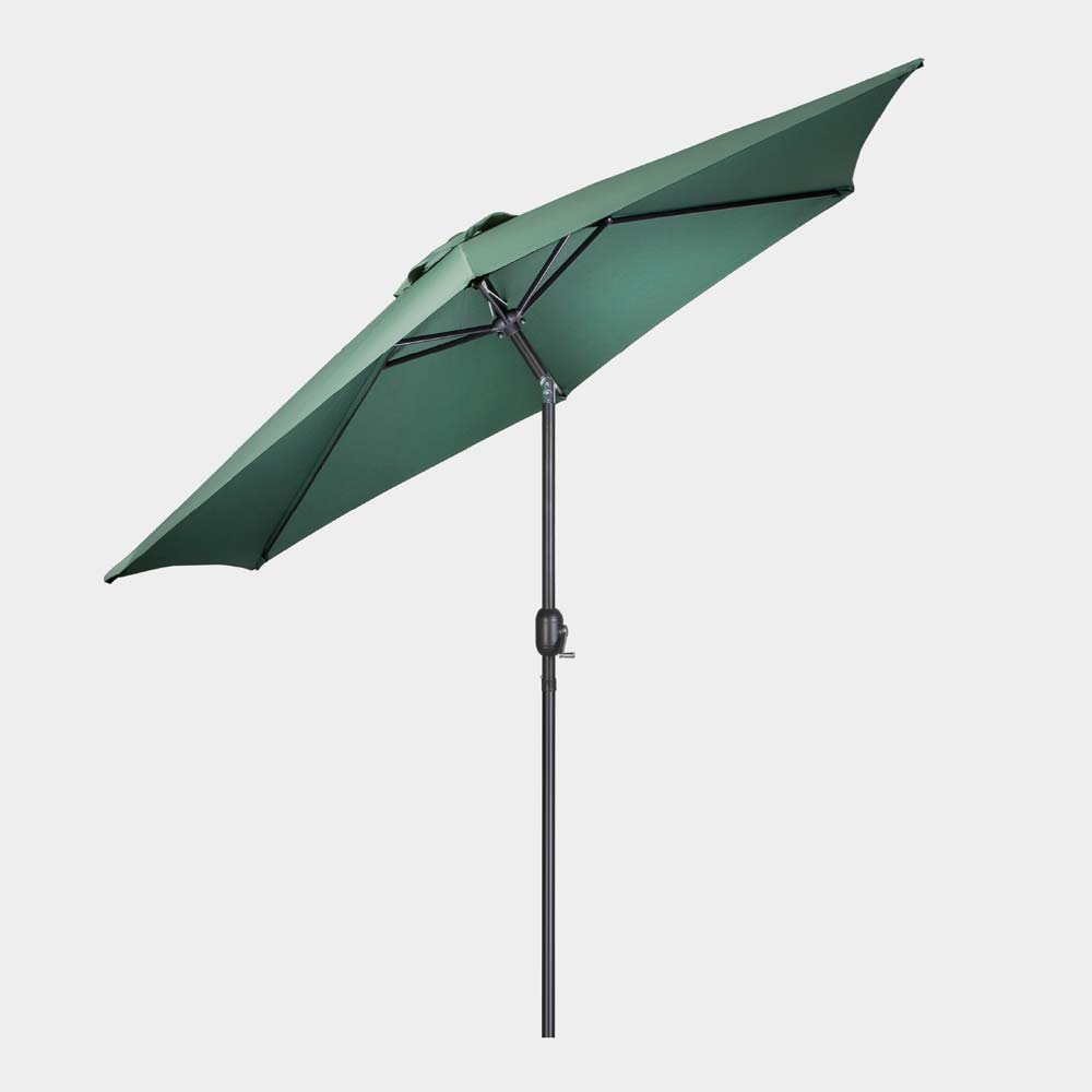 Dark Green 2.7m Steel Garden Parasol & Base Set (9kg)