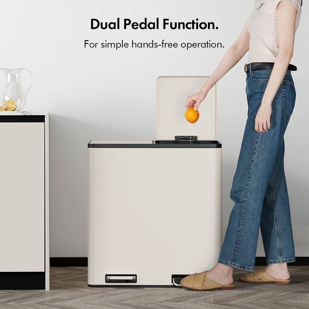 Matte Cream Double Bin - 60L