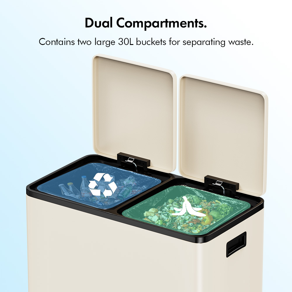 Matte Cream Double Bin - 60L