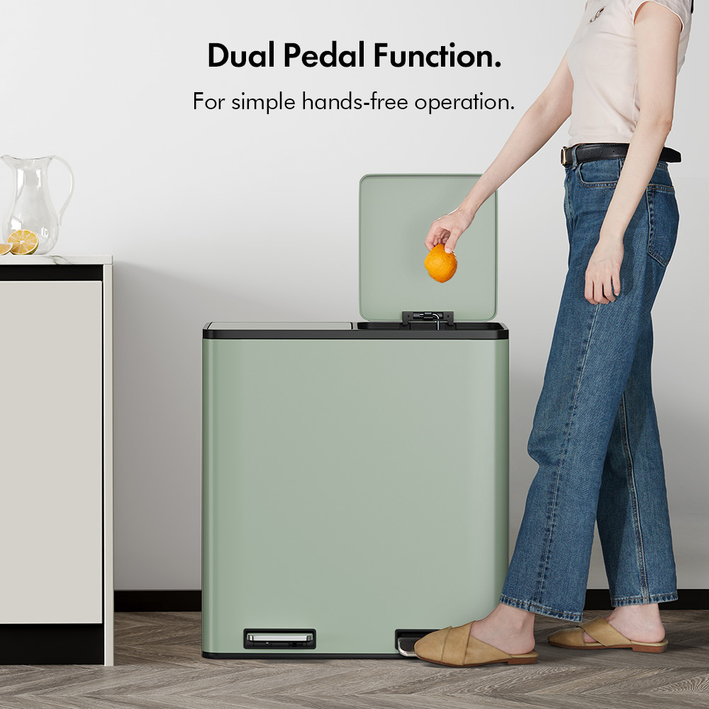 Matte Sage Green Double Bin - 60L
