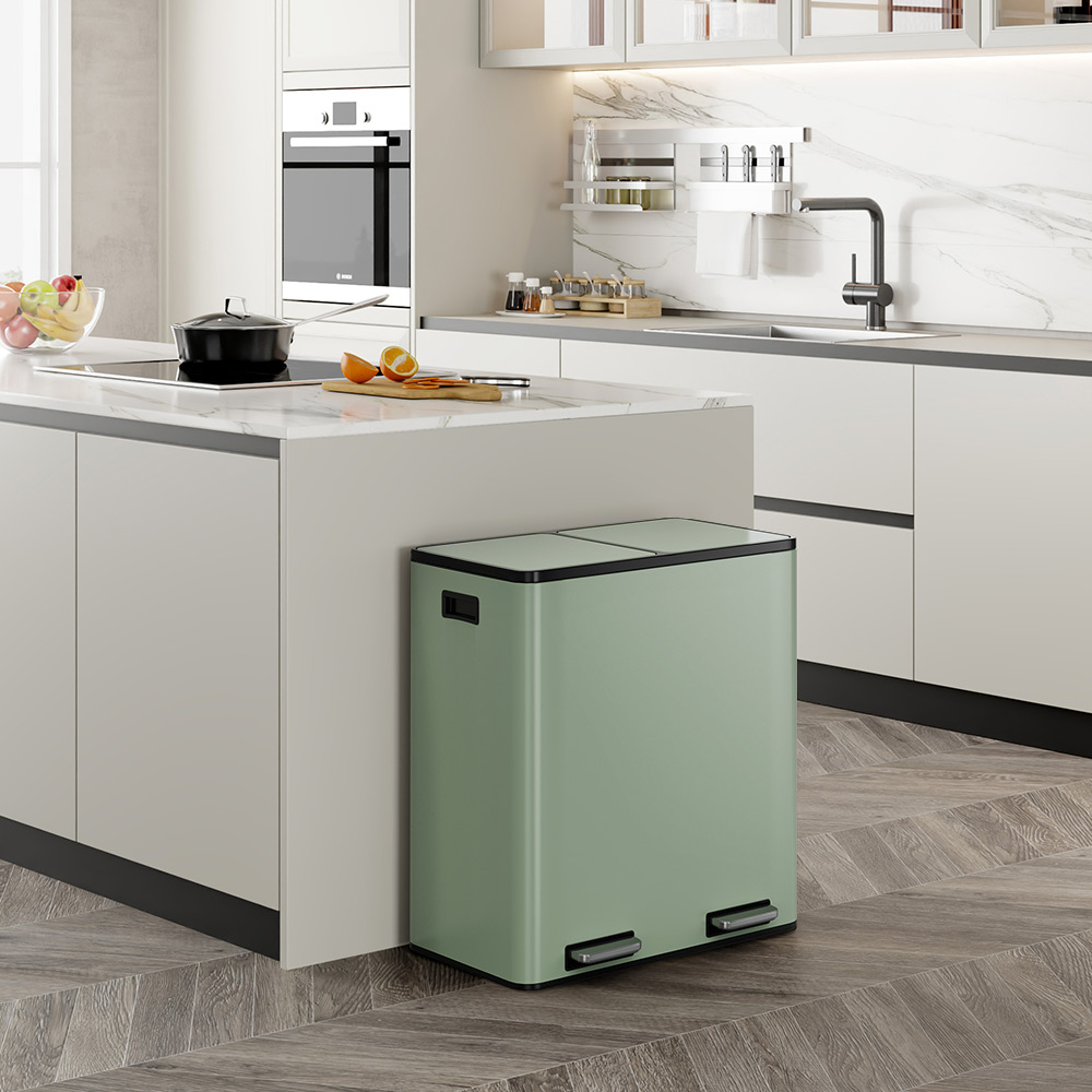 Matte Sage Green Double Bin - 60L