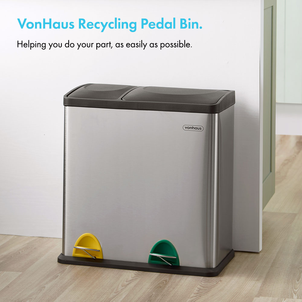Double Compartment Pedal Recycling Bin - 36L 