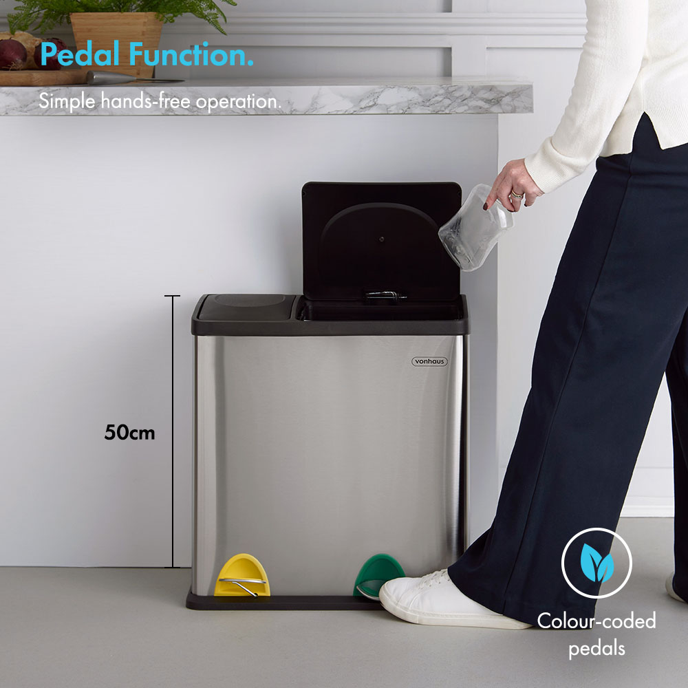 Double Compartment Pedal Recycling Bin - 36L 